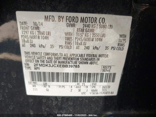 Ford EDGE SEL 2014 2FMDK3JCXEBB39785 Image 9