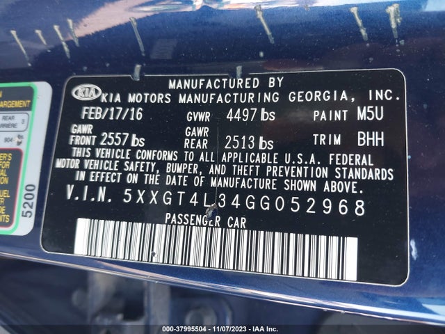 KIA Optima Lx 2016 5XXGT4L34GG052968 Image 9