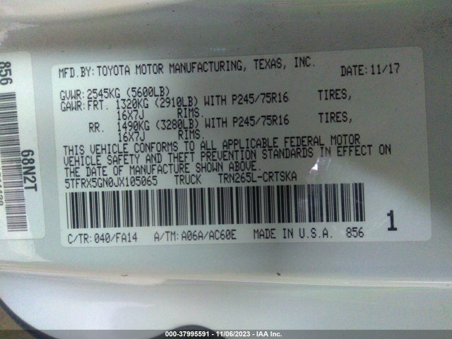 Toyota Tacoma Sr 2018 5TFRX5GN0JX105065 Image 9