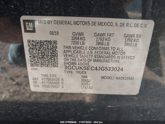 Chevrolet Silverado 1500 1lz 2018 3GCUKSEC4JG533024 Image 9