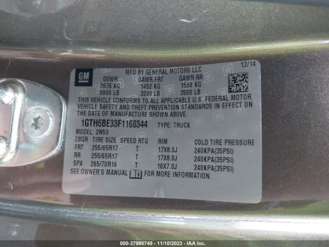 1GTH6BE33F1160344 GMC CANYON SLE