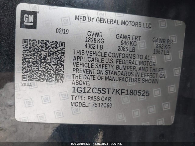 Chevrolet Malibu 1fl 2019 1G1ZC5ST7KF180525 Image 9
