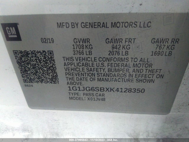 Chevrolet Sonic Lt Auto 2019 1G1JG6SBXK4128350 Image 9