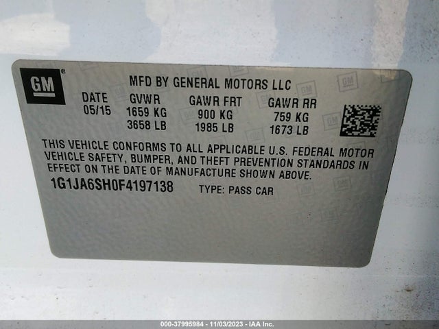 Chevrolet SONIC LS 2015 1G1JA6SH0F4197138 Image 9
