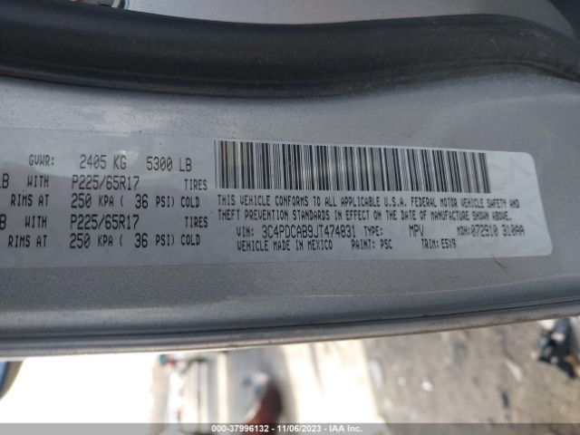 3C4PDCAB9JT474831 Dodge JOURNEY SE
