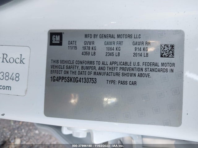 Aukcja sprzedaży 2016 Buick Verano, vin: 1G4PP5SK0G4130753, numer aukcji: 37996180