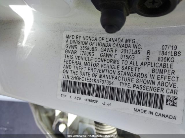 2HGFC1E54KH707694 Honda CIVIC SI
