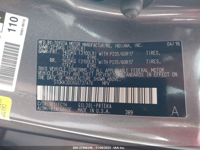 Toyota Sienna Le 8 Passenger 2016 5TDKK3DC6GS737476 Image 9