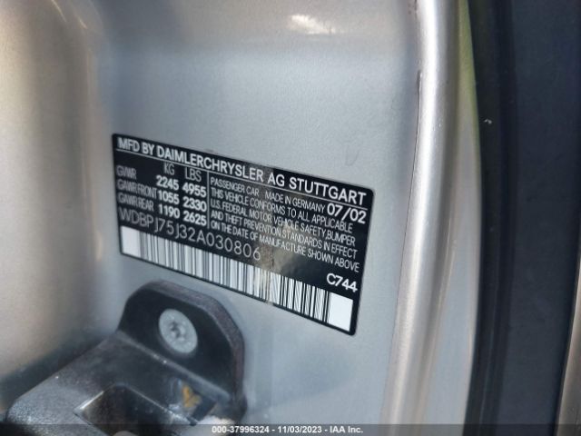 2002 MERCEDES-BENZ CL-CLASS WDBPJ75J32A030806 Photo 8