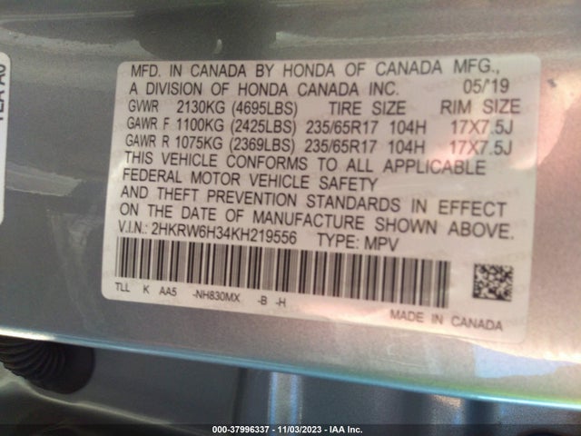 Honda CR-V LX 2019 2HKRW6H34KH219556 Image 9