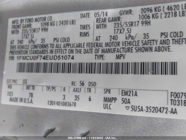 1FMCU0F74EUD51074 Ford ESCAPE S