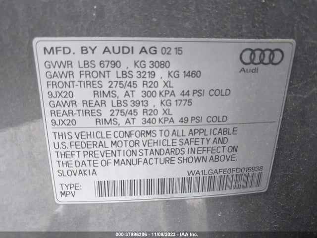 WA1LGAFE0FD016938 Audi Q7 3.0t Premium