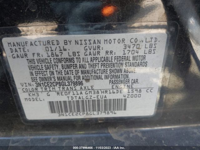 3N1CE2CP8GL379896 Nissan Versa Note Sr