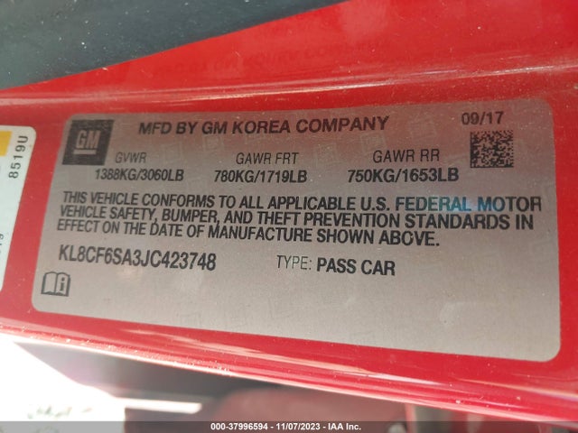 Chevrolet Spark 2lt Cvt 2018 KL8CF6SA3JC423748 Image 9