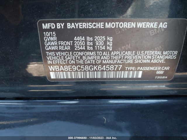 WBA8E9C58GK645877 BMW 328I