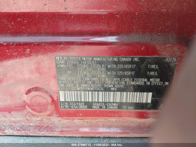 Toyota Rav4 Xle 2019 2T3W1RFV9KW015626 Image 9