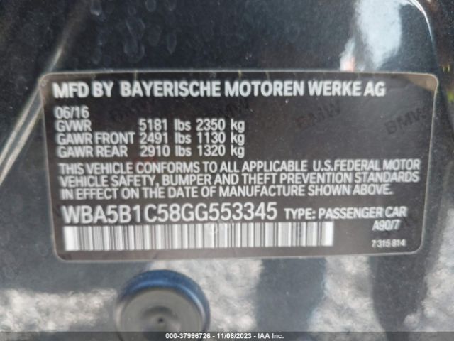 WBA5B1C58GG553345 BMW 5 Series 535i