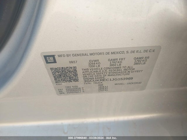 Chevrolet Silverado 1500 2lt 2018 3GCUKREC1JG153969 Image 9