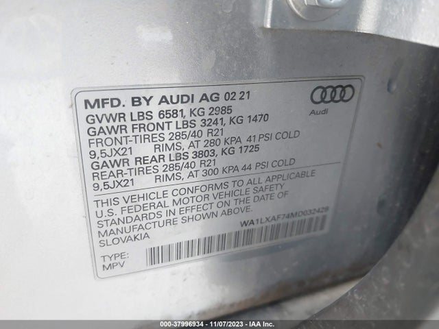 WA1LXAF74MD032428 Audi Q7 Premium Plus