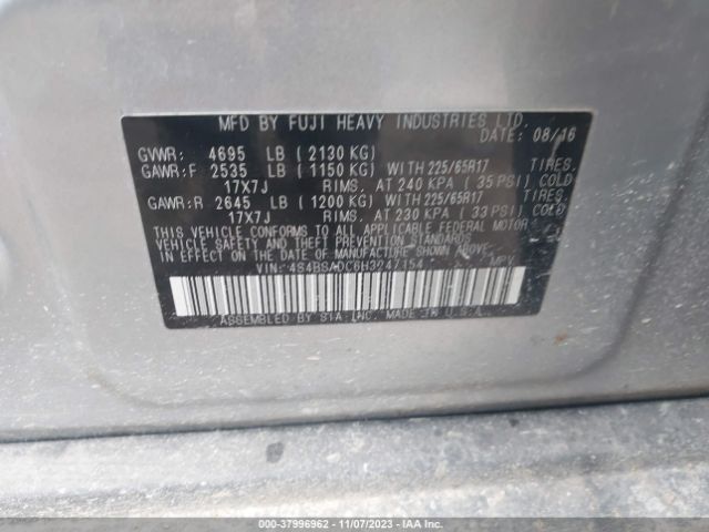 4S4BSADC6H3247154 Subaru Outback Premium