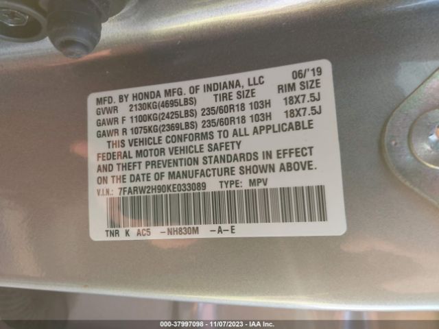 7FARW2H90KE033089 Honda Cr-v Touring