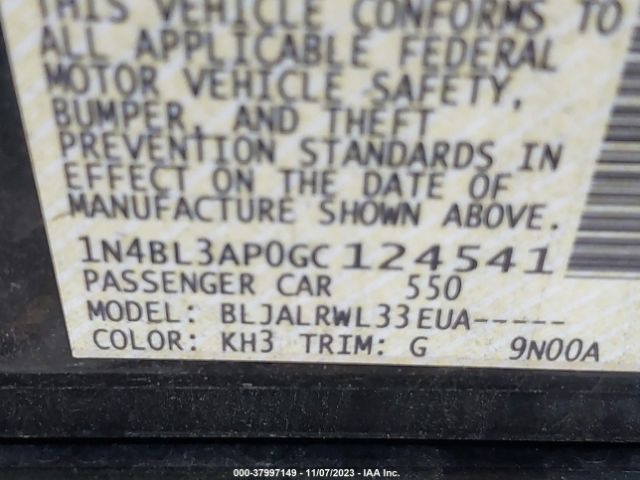 1N4BL3AP0GC124541 Nissan Altima 3.5 Sl/3.5 Sr