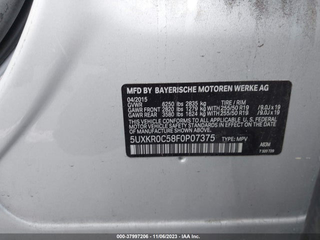 BMW X5 Xdrive35i 2015 5UXKR0C58F0P07375 Image 9