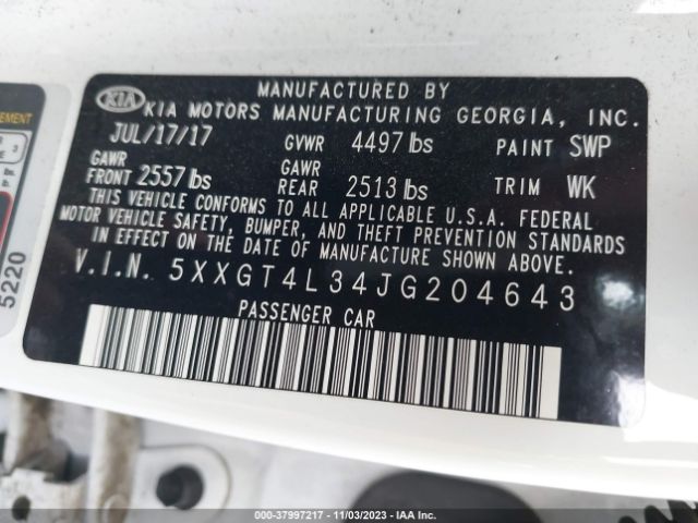 5XXGT4L34JG204643 KIA Optima S