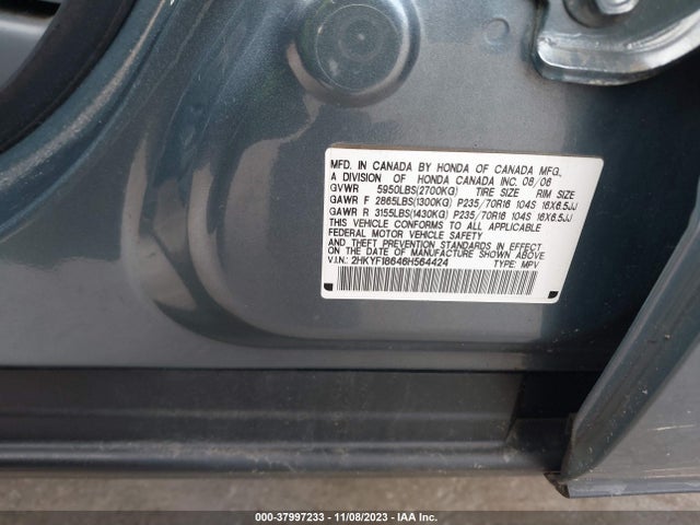 2006 HONDA PILOT EX-L VIN: 2HKYF18646H564424