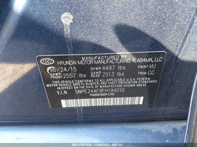 Hyundai SONATA SE 2015 5NPE24AF8FH194010 Image 9