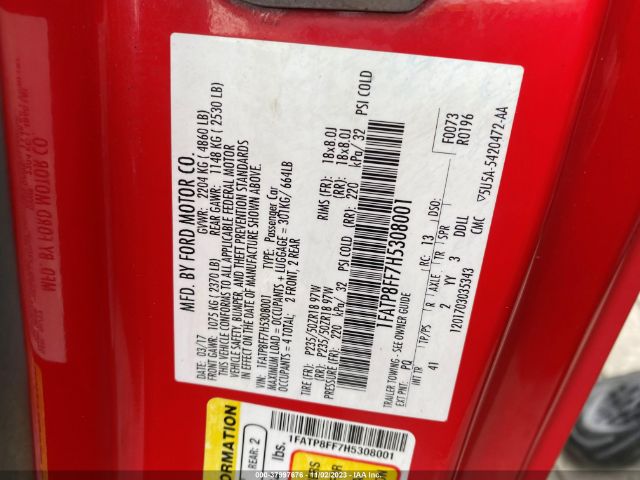 1FATP8FF7H5308001 Ford Mustang Gt Premium