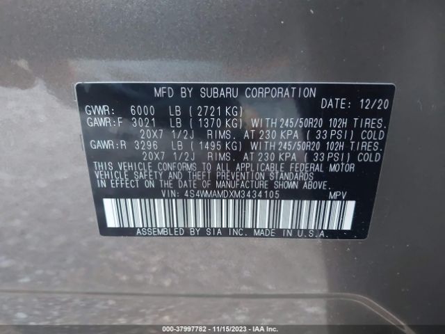 4S4WMAMDXM3434105 Subaru Ascent Limited