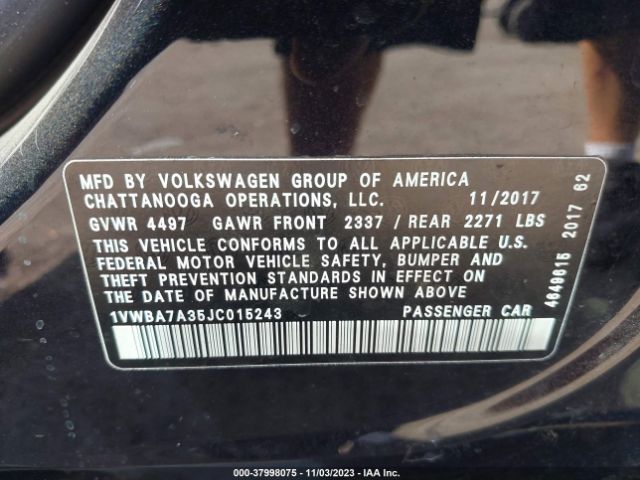 2018 VOLKSWAGEN PASSAT 1VWBA7A35JC015243 Photo 8