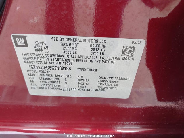 1GT12UEG5GF180188 GMC Sierra 2500hd Denali