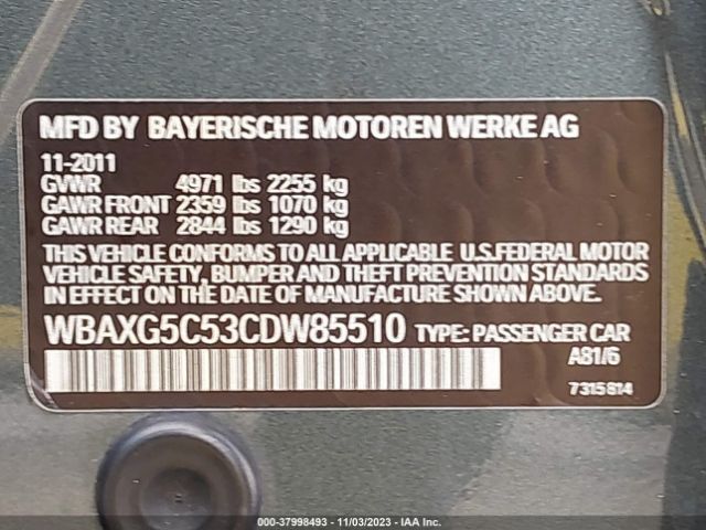 2012 BMW 528I WBAXG5C53CDW85510 Photo 8