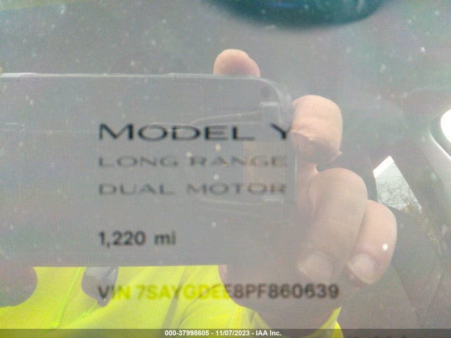 2023 TESLA MODEL Y AWD/LONG RANGE DUAL MOTOR ALL-WHEEL DRIVE VIN: 7SAYGDEE8PF860639
