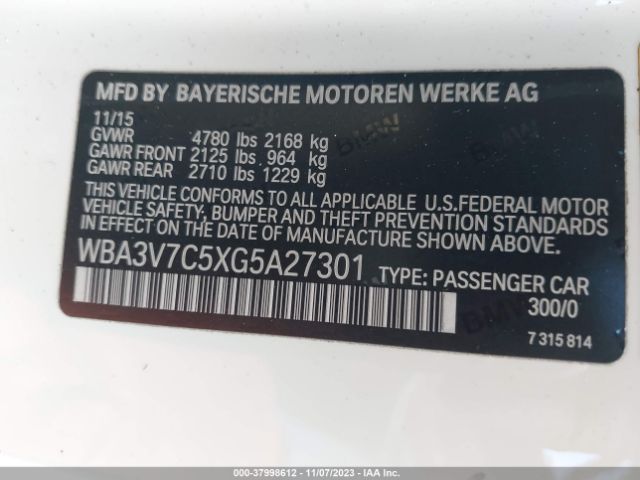 WBA3V7C5XG5A27301 BMW 4 Series 428i
