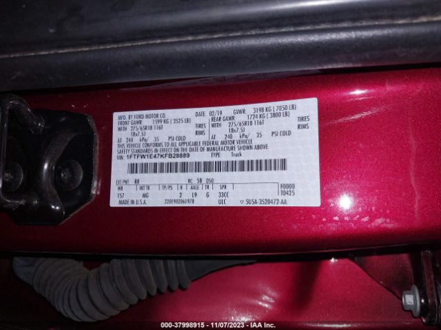 1FTFW1E47KFB28889 Ford F-150 Xlt
