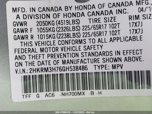Honda Cr-v Ex-l 2016 2HKRM3H76GH538486 Image 9