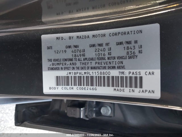 2020 MAZDA MAZDA3 MAZDA3 VIN: JM1BPALM9L1158800