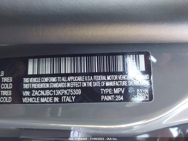 2019 JEEP RENEGADE TRAILHAWK 4X4 VIN: ZACNJBC13KPK75309