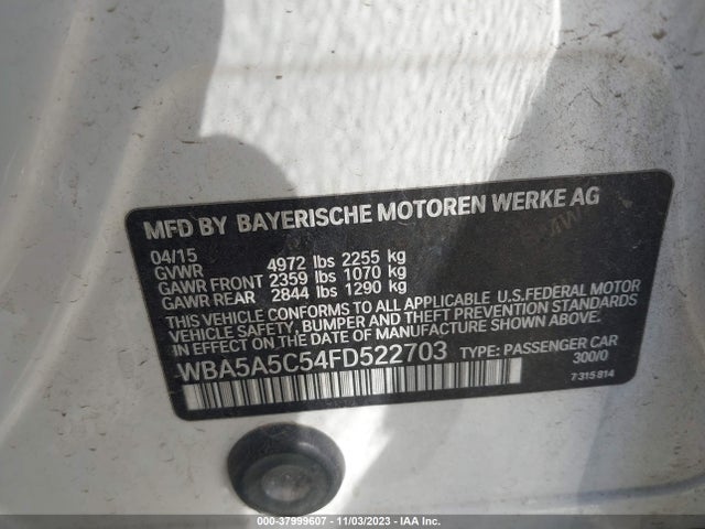 BMW 528I 2015 WBA5A5C54FD522703 Image 9