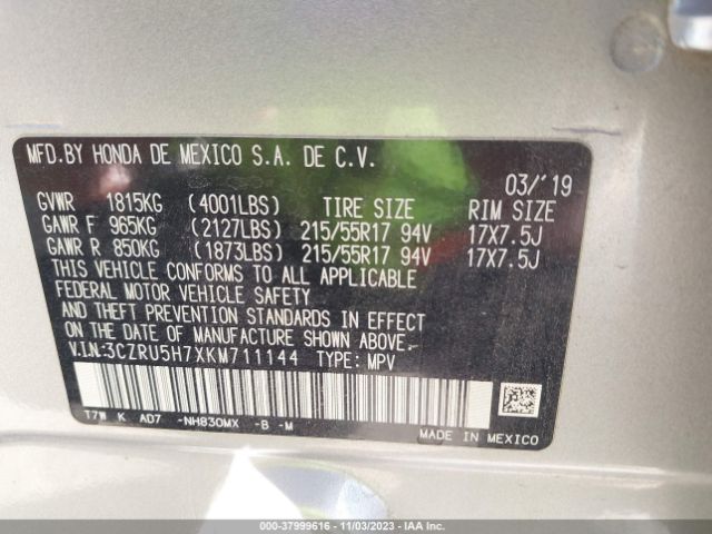 3CZRU5H7XKM711144 Honda Hr-v Ex-l