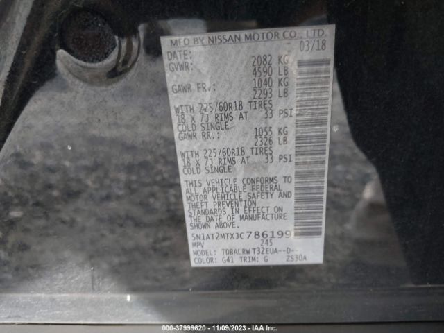 5N1AT2MTXJC786199 Nissan Rogue Sl