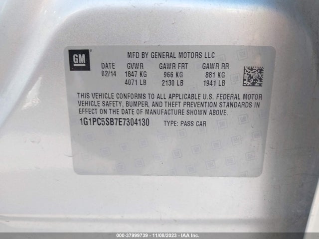 Chevrolet Cruze 1lt 2014 1G1PC5SB7E7304130 Image 9