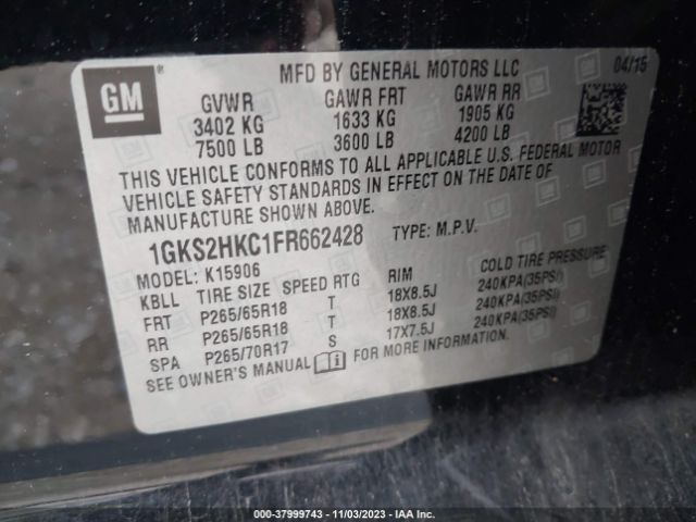 1GKS2HKC1FR662428 GMC Yukon Xl 1500 Slt