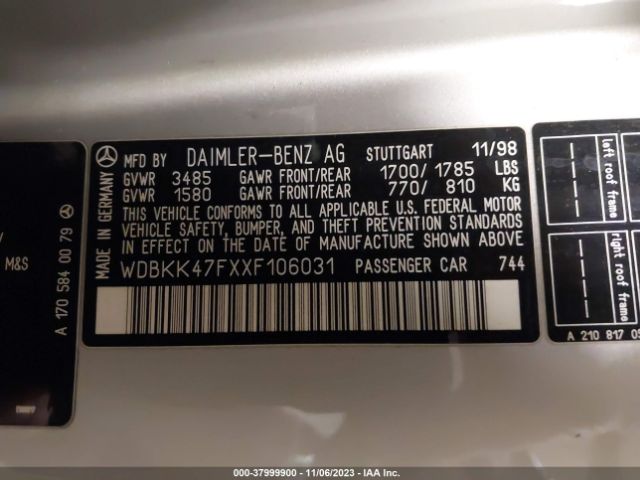 1999 MERCEDES-BENZ SLK-CLASS WDBKK47FXXF106031 Photo 8
