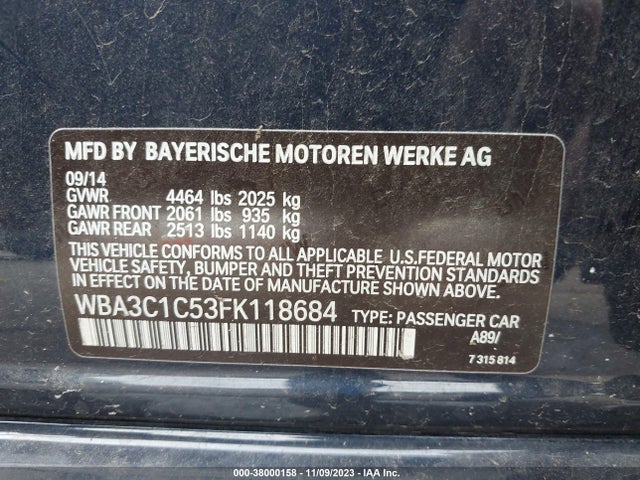 WBA3C1C53FK118684 BMW 328I