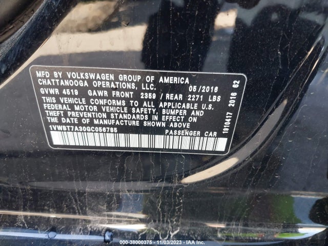 1VWBT7A30GC056785 Volkswagen Passat 1.8t Se