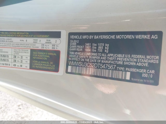 2013 MINI HARDTOP WMWSU3C52DT547567 Photo 8